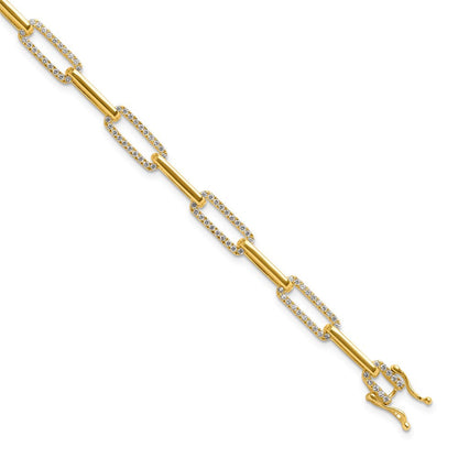 14K Gelbgold 1 3/8 Karat Im Labor Gezüchtet Diamant Vs/si+ G+ Mode Glieder Armband
