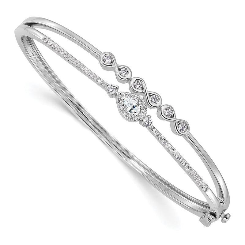 14K Weißgold 3/4 Ct. Im Labor Gezüchtet Diamant Vs/si+ G+ Doppelt Strang Unendlichkeit und Tropfen Armreif Armband