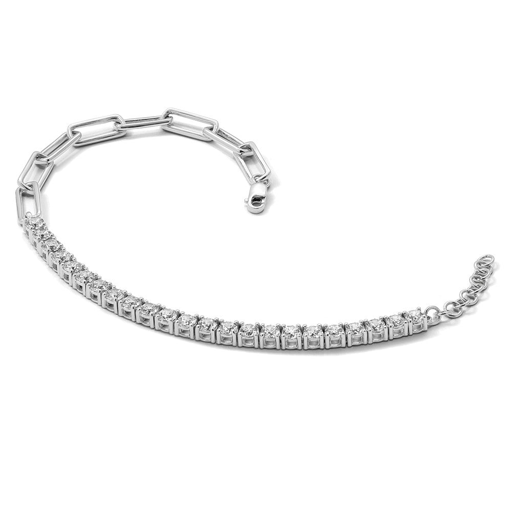 14K Weißgold 3 3/4 Ct. Im Labor Gezüchtet Diamant Vs/si+ G+ Halb Büroklammer 7 Zoll mit An 1 Zoll Exension Armband
