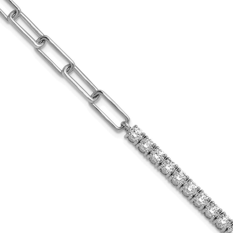 14K Weißgold 3 3/4 Ct. Im Labor Gezüchtet Diamant Vs/si+ G+ Halb Büroklammer 7 Zoll mit An 1 Zoll Exension Armband