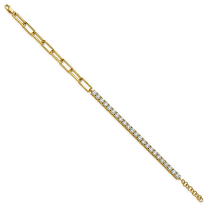 14K Gelbgold 3 3/4 Ct. Im Labor Gezüchtet Diamant Vs/si+ G+ Halb Büroklammer 7 Zoll mit An 1 Zoll Exension Armband