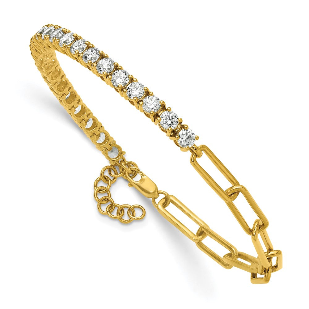 14K Gelbgold 3 3/4 Ct. Im Labor Gezüchtet Diamant Vs/si+ G+ Halb Büroklammer 7 Zoll mit An 1 Zoll Exension Armband