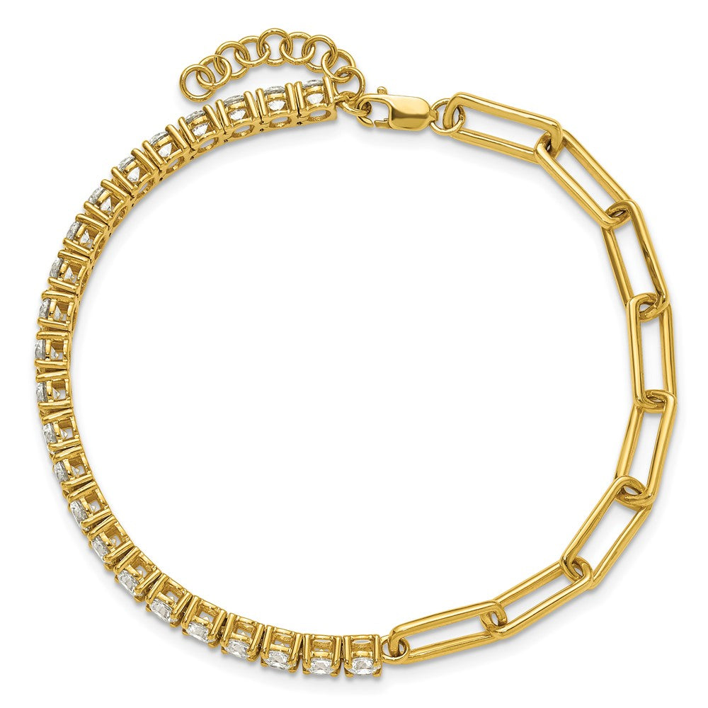 14K Gelbgold 3 3/4 Ct. Im Labor Gezüchtet Diamant Vs/si+ G+ Halb Büroklammer 7 Zoll mit An 1 Zoll Exension Armband