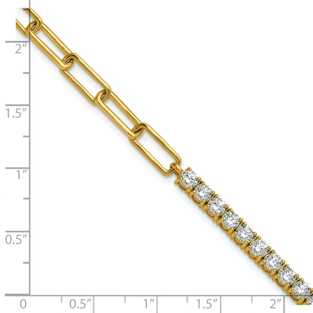 14K Gelbgold 3 3/4 Ct. Im Labor Gezüchtet Diamant Vs/si+ G+ Halb Büroklammer 7 Zoll mit An 1 Zoll Exension Armband