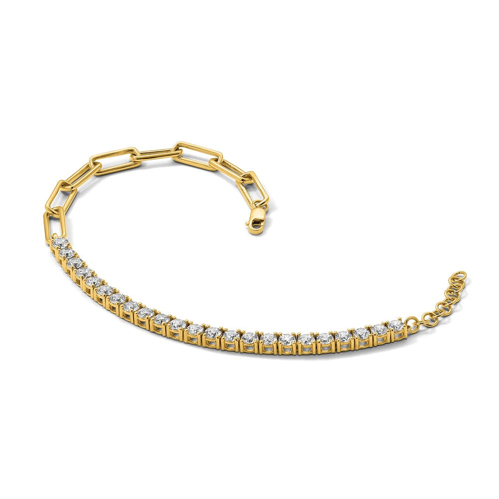 14K Gelbgold 3 3/4 Ct. Im Labor Gezüchtet Diamant Vs/si+ G+ Halb Büroklammer 7 Zoll mit An 1 Zoll Exension Armband