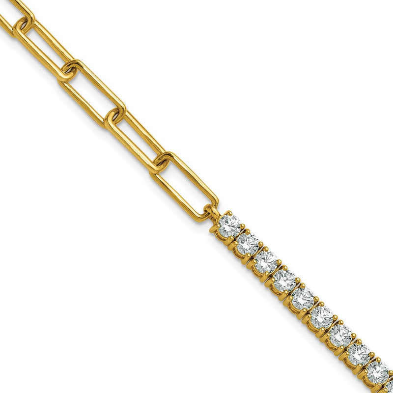 14K Gelbgold 3 3/4 Ct. Im Labor Gezüchtet Diamant Vs/si+ G+ Halb Büroklammer 7 Zoll mit An 1 Zoll Exension Armband