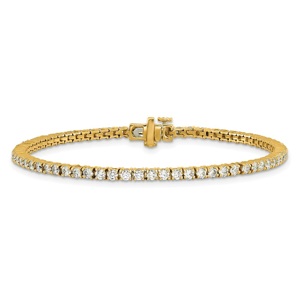 14K Gelbgold 2 3/4 Karat Im Labor Gezüchtet Diamant Vs+ F+ Komplett Tennis Armband