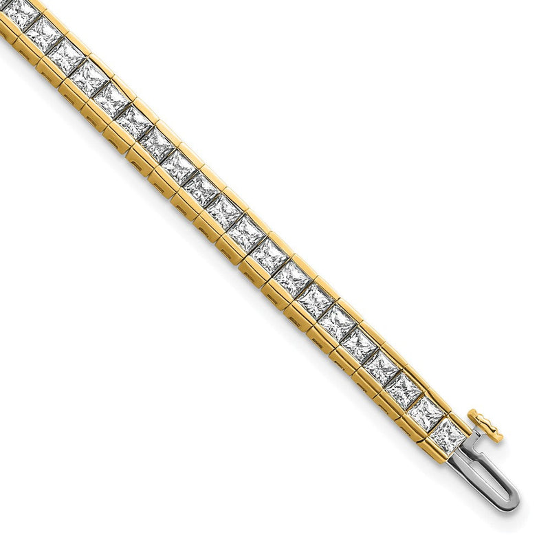 14K Gelbgold 7 Ct. Im Labor Gezüchtet Diamant Vs/si+ G+ Princess Tennis Armband