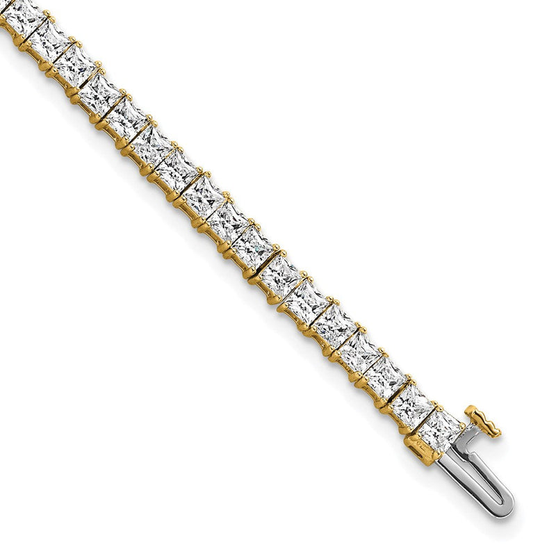 14K Gelbgold 7 Ct. Im Labor Gezüchtet Diamant Vs/si+ G+ Princess Tennis Armband