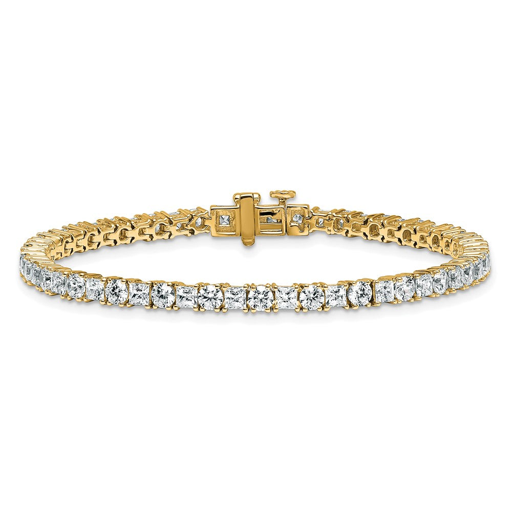 14K Gelbgold 7 Karat Im Labor Gezüchtet Diamant Vs+ F+ Komplett Princess und Rund Tennis Armband