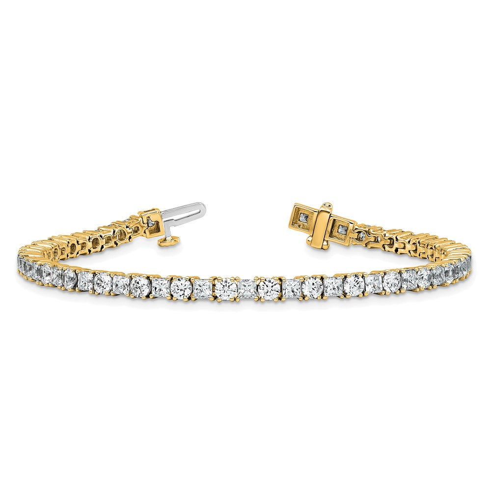 14K Gelbgold 7 Karat Im Labor Gezüchtet Diamant Vs/si+ G+ Komplett Princess und Rund Tennis Armband