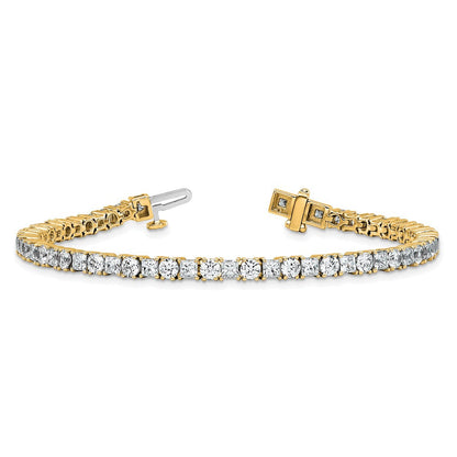 14K Gelbgold 7 Karat Im Labor Gezüchtet Diamant Vs+ F+ Komplett Princess und Rund Tennis Armband