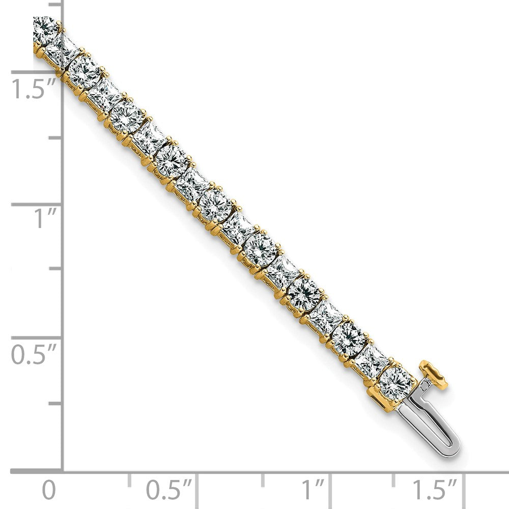 14K Gelbgold 7 Karat Im Labor Gezüchtet Diamant Vs/si+ G+ Komplett Princess und Rund Tennis Armband