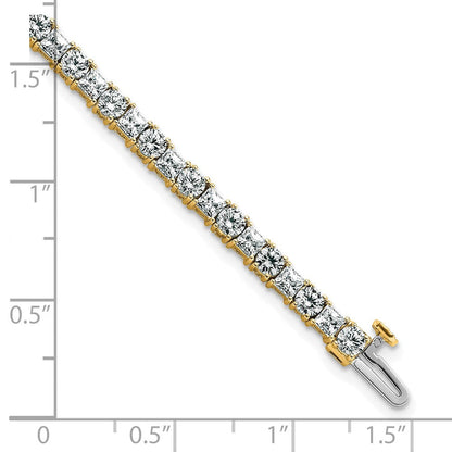 14K Gelbgold 7 Karat Im Labor Gezüchtet Diamant Vs+ F+ Komplett Princess und Rund Tennis Armband