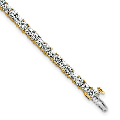 14K Gelbgold 7 Karat Im Labor Gezüchtet Diamant Vs/si+ G+ Komplett Princess und Rund Tennis Armband