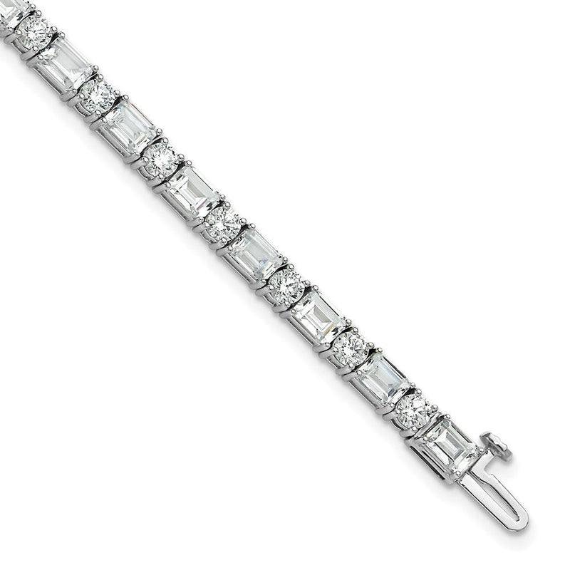 14K Weißgold 10 Ct. Im Labor Gezüchtet Diamant Vs/fg Smaragd und Rund 7 Zoll Tennis Armband