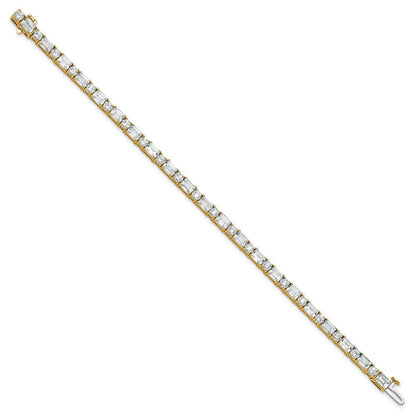 14K Gelbgold 10 Ct. Im Labor Gezüchtet Diamant Vs/fg Smaragd und Rund 7 Zoll Tennis Armband