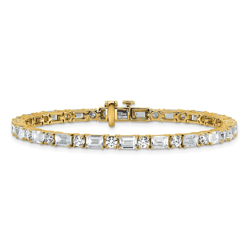 14K Gelbgold 10 Ct. Im Labor Gezüchtet Diamant Vs/fg Smaragd und Rund 7 Zoll Tennis Armband