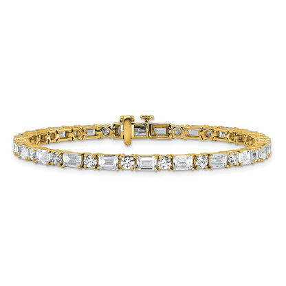 14K Gelbgold 10 Ct. Im Labor Gezüchtet Diamant Vs/fg Smaragd und Rund 7 Zoll Tennis Armband