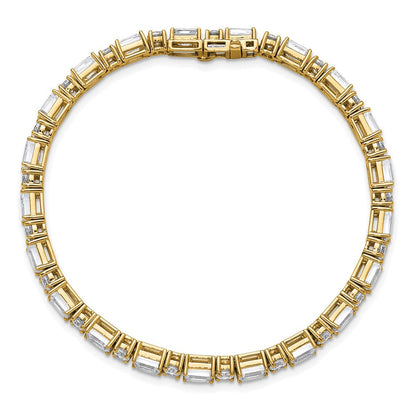 14K Gelbgold 10 Ct. Im Labor Gezüchtet Diamant Vs/fg Smaragd und Rund 7 Zoll Tennis Armband