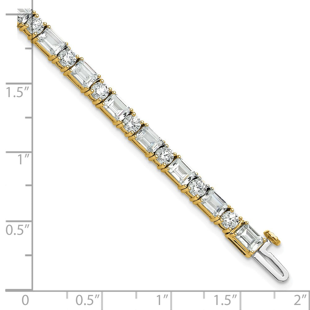 14K Gelbgold 10 Ct. Im Labor Gezüchtet Diamant Vs/fg Smaragd und Rund 7 Zoll Tennis Armband