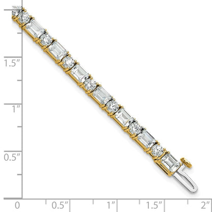 14K Gelbgold 10 Ct. Im Labor Gezüchtet Diamant Vs/fg Smaragd und Rund 7 Zoll Tennis Armband