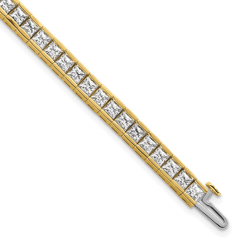 14K Gelbgold 10 Ct. Im Labor Gezüchtet Diamant Vs/si+ G+ Princess Tennis Armband