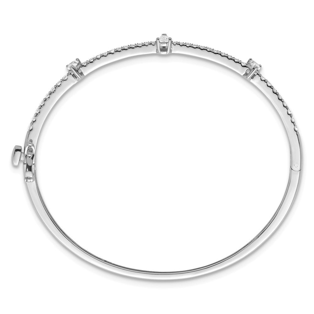 14K Weißgold 1 1/4 Ct. Im Labor Gezüchtet Diamant Vs/si+ G+ Rund und Tropfen Klappbar Armreif Armband
