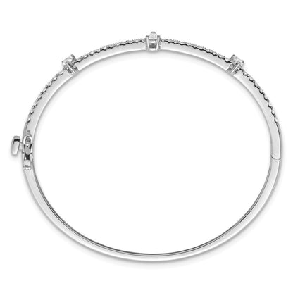14K Weißgold 1 1/4 Ct. Im Labor Gezüchtet Diamant Vs/si+ G+ Rund und Tropfen Klappbar Armreif Armband