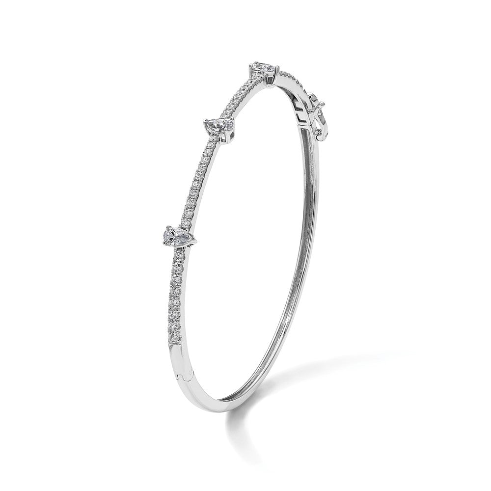 14K Weißgold 1 1/4 Ct. Im Labor Gezüchtet Diamant Vs/si+ G+ Rund und Tropfen Klappbar Armreif Armband