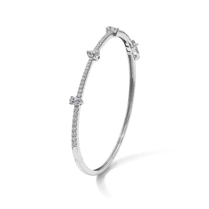 14K Weißgold 1 1/4 Ct. Im Labor Gezüchtet Diamant Vs/si+ G+ Rund und Tropfen Klappbar Armreif Armband