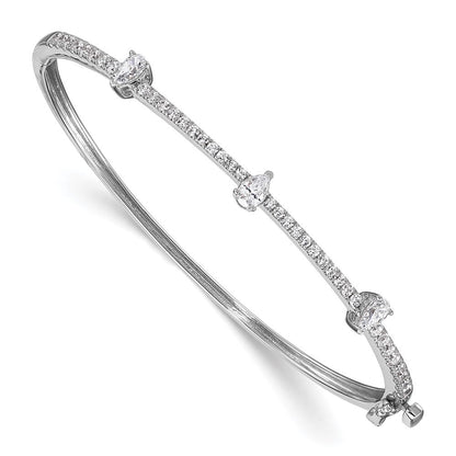 14K Weißgold 1 1/4 Ct. Im Labor Gezüchtet Diamant Vs/si+ G+ Rund und Tropfen Klappbar Armreif Armband