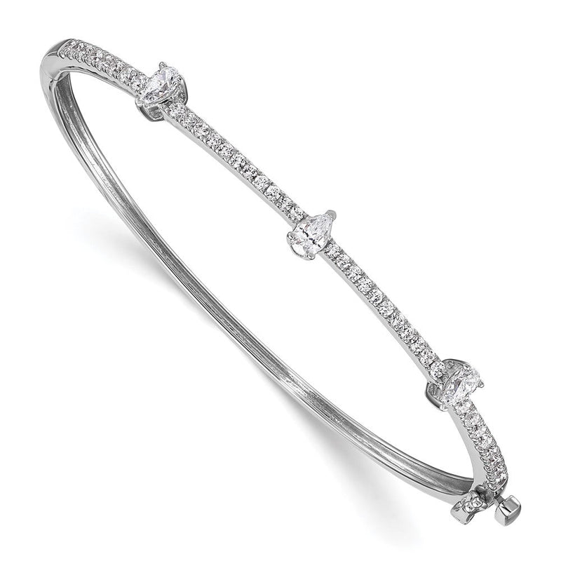 14K Weißgold 1 1/4 Ct. Im Labor Gezüchtet Diamant Vs/si+ G+ Rund und Tropfen Klappbar Armreif Armband