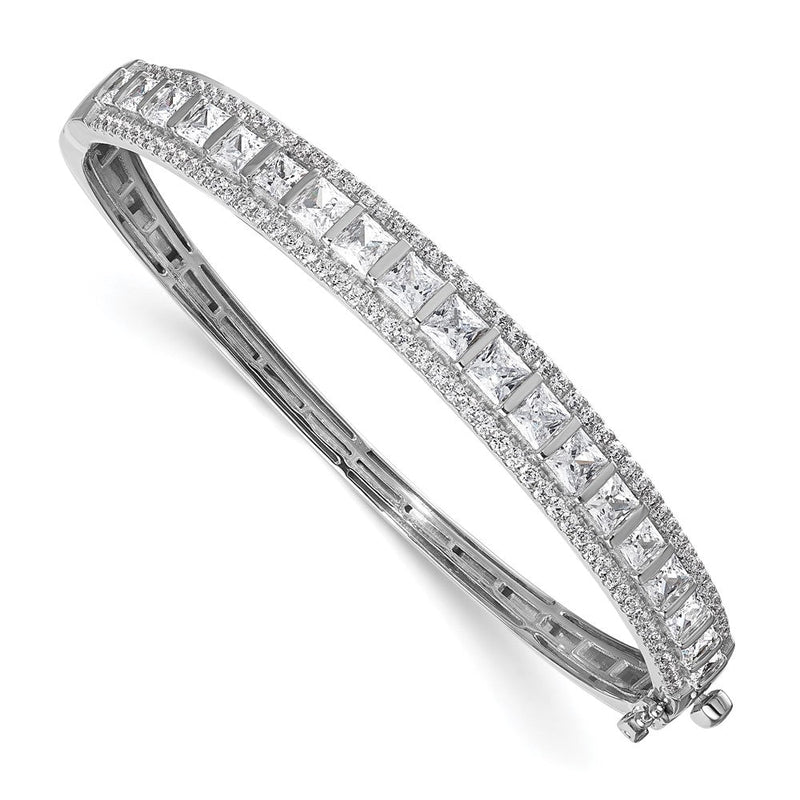 14K Weißgold 5 Ct. Im Labor Gezüchtet Diamant Vs/si+ G+ Rund und Princess Klappbar Armreif Armband