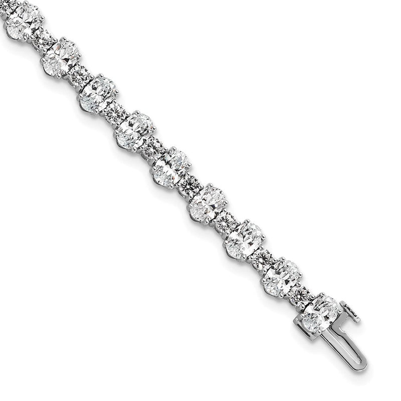 14K Weißgold 11 Ct. Im Labor Gezüchtet Diamant Vs/si+ G+ Rund und Oval 7 Zoll Fantasie Tennis Armband