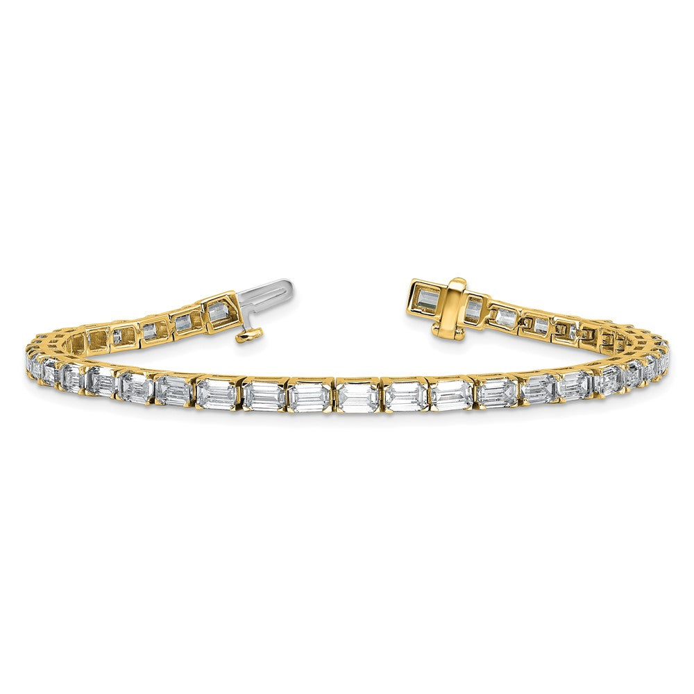 14K Gelbgold 10 Ct. Im Labor Gezüchtet Diamant Vs/si+ G+ Smaragd Tennis Armband