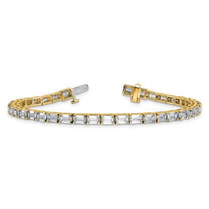 14K Gelbgold 10 Ct. Im Labor Gezüchtet Diamant Vs/si+ G+ Smaragd Tennis Armband