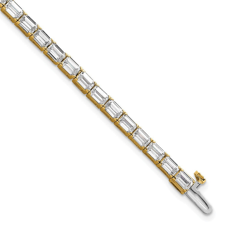 14K Gelbgold 10 Ct. Im Labor Gezüchtet Diamant Vs/si+ G+ Smaragd Tennis Armband