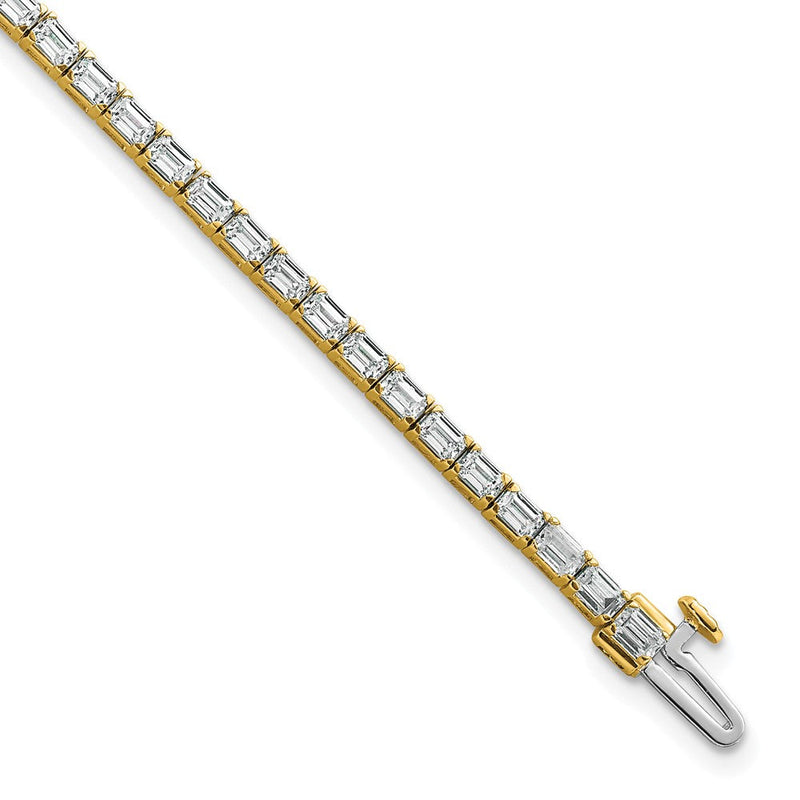 14K Gelbgold 5 Ct. Im Labor Gezüchtet Diamant Vs/si+ G+ Smaragd Tennis Armband