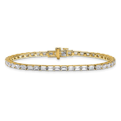 14K Gelbgold 7 Ct. Im Labor Gezüchtet Diamant Vs/si+ G+ Smaragd Tennis Armband