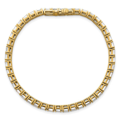 14K Gelbgold 7 Ct. Im Labor Gezüchtet Diamant Vs/si+ G+ Smaragd Tennis Armband