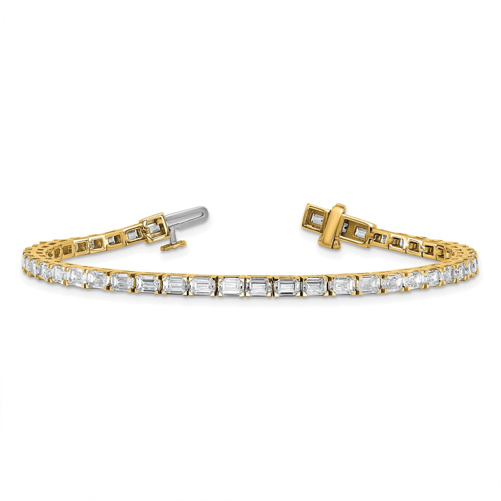 14K Gelbgold 7 Ct. Im Labor Gezüchtet Diamant Vs/si+ G+ Smaragd Tennis Armband