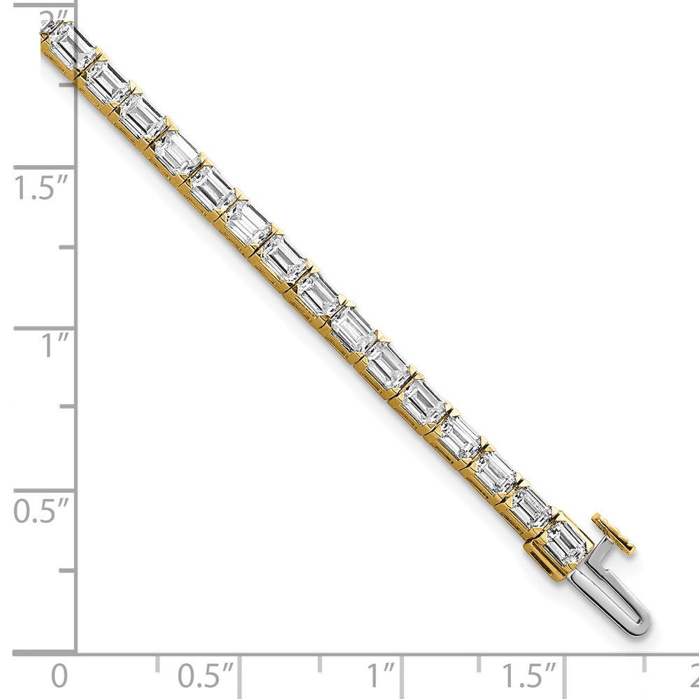14K Gelbgold 7 Ct. Im Labor Gezüchtet Diamant Vs/si+ G+ Smaragd Tennis Armband