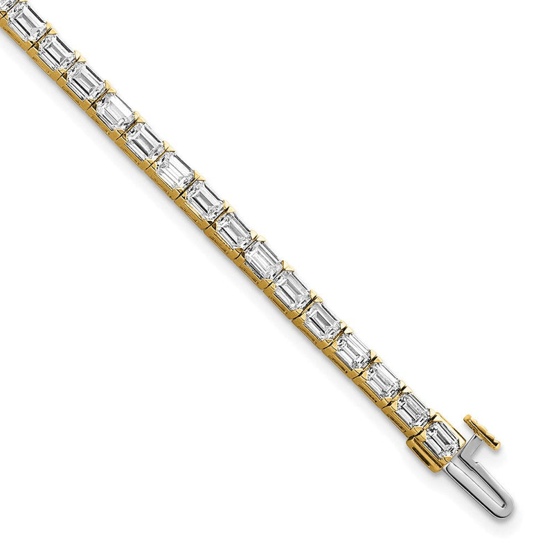 14K Gelbgold 7 Ct. Im Labor Gezüchtet Diamant Vs/si+ G+ Smaragd Tennis Armband