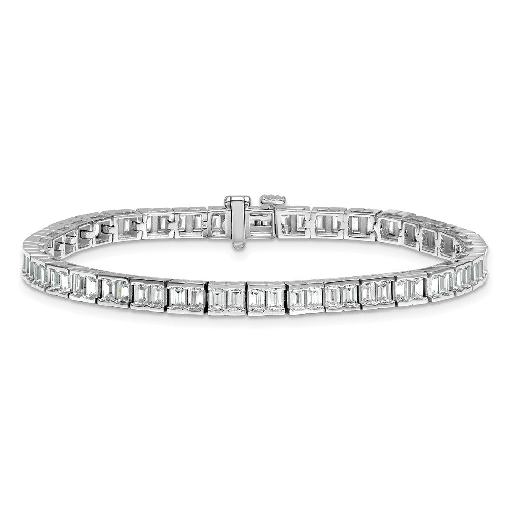 14K Weißgold 7 3/8 Karat Im Labor Gezüchtet Diamant Vs/si+ G+ Smaragd Zargenfassung Set Tennis Armband