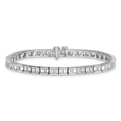 14K Weißgold 7 3/8 Karat Im Labor Gezüchtet Diamant Vs/si+ G+ Smaragd Zargenfassung Set Tennis Armband