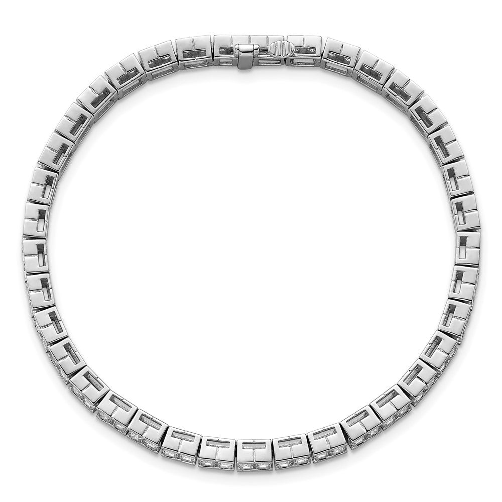 14K Weißgold 7 3/8 Karat Im Labor Gezüchtet Diamant Vs/si+ G+ Smaragd Zargenfassung Set Tennis Armband