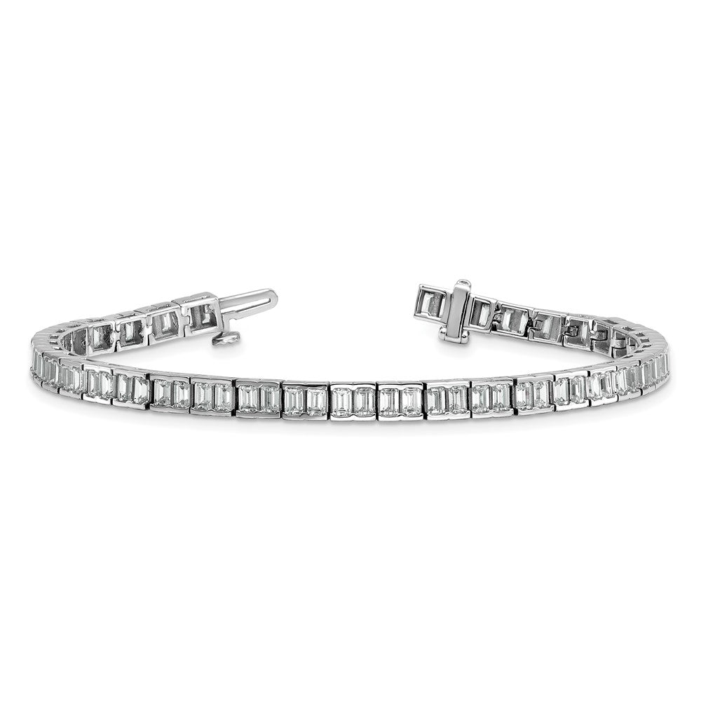 14K Weißgold 7 3/8 Karat Im Labor Gezüchtet Diamant Vs/si+ G+ Smaragd Zargenfassung Set Tennis Armband