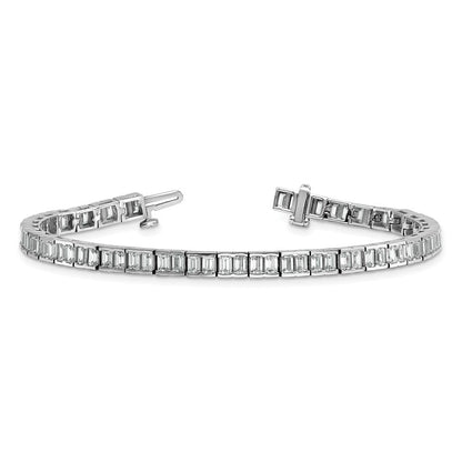 14K Weißgold 7 3/8 Karat Im Labor Gezüchtet Diamant Vs/si+ G+ Smaragd Zargenfassung Set Tennis Armband
