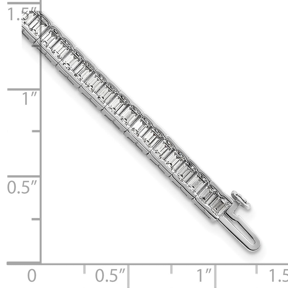 14K Weißgold 7 3/8 Karat Im Labor Gezüchtet Diamant Vs/si+ G+ Smaragd Zargenfassung Set Tennis Armband